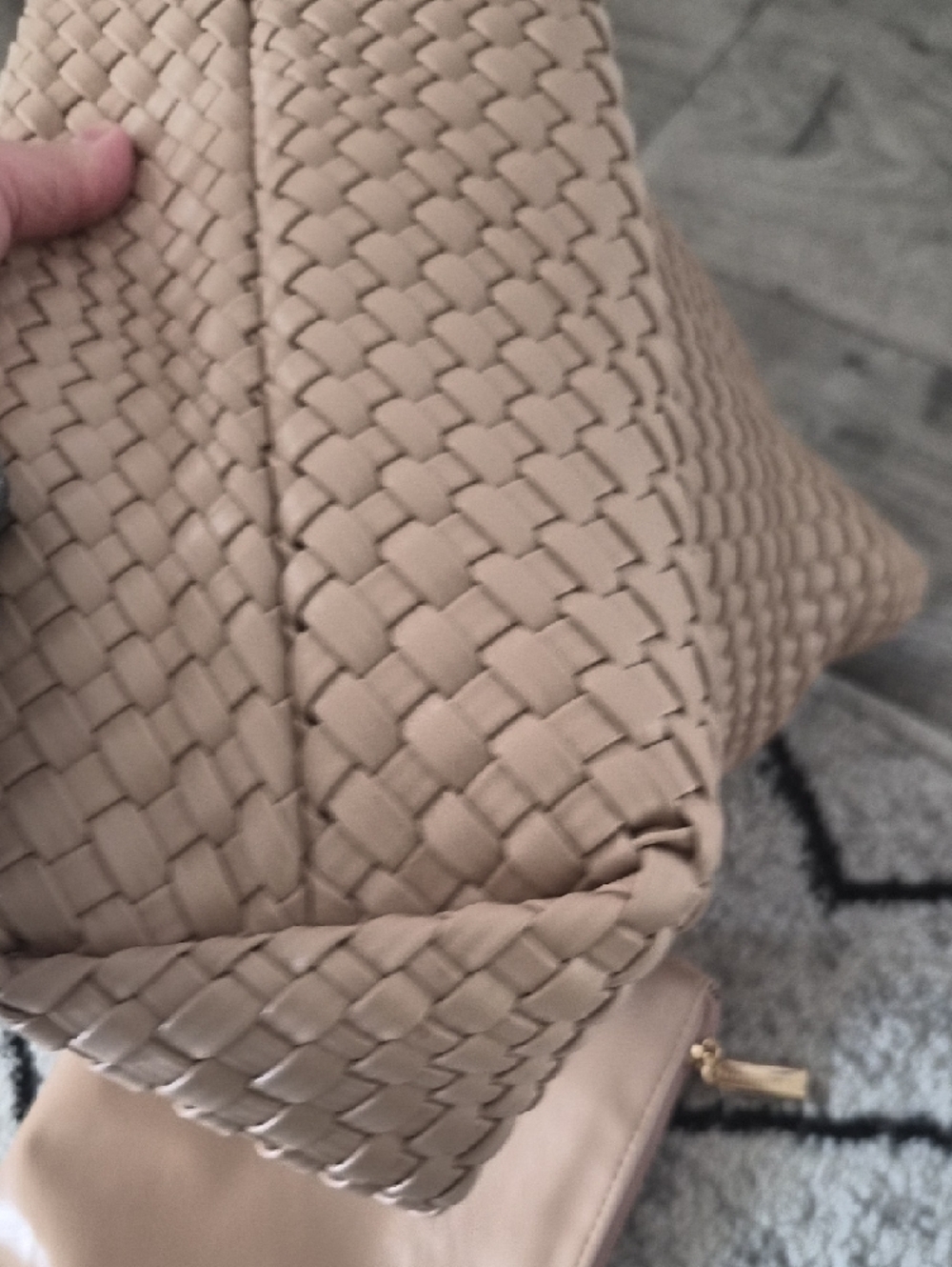 Woven Shoulder Hobo Bag in Light Beige - Picture 8 of 10